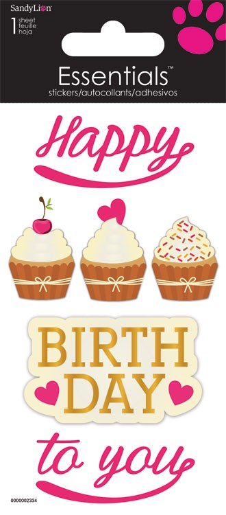 Happy Birthday Cupcakes 3d Stickers Scrapbook Card Making