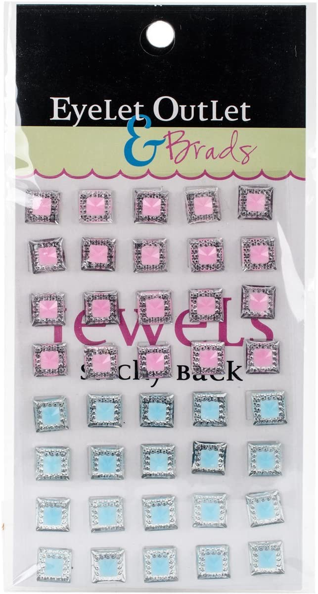 Bling Self-Adhesive Square Jewels 10mm 40/Pkg-Blue/Pink