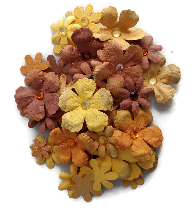 Yellow Fall Paper Flowers Embellishments