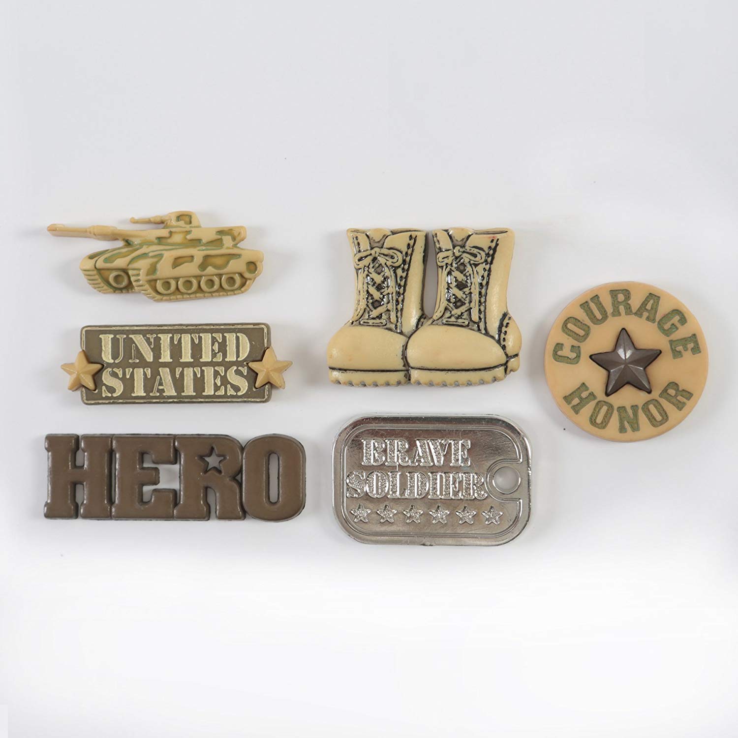 Military Hero Themed Buttons Set
