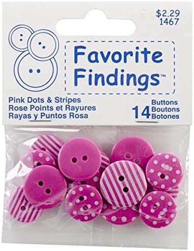 Favorite Findings Pink Dots and Stripes Buttons