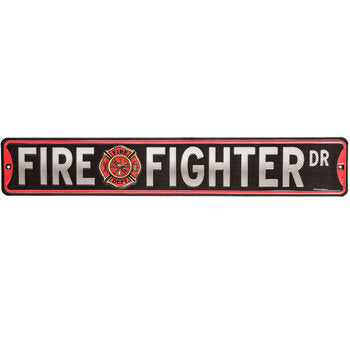 Fire Fighter Metal Street Sign Decor