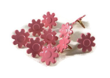 Bright Pink Flower Brads - 10pc by Eyelet Queen