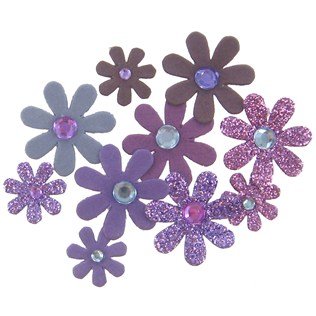 Purple Glitter Paper Flowers