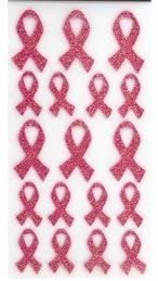 Breast Cancer Glitter Foam Ribbon Stickers