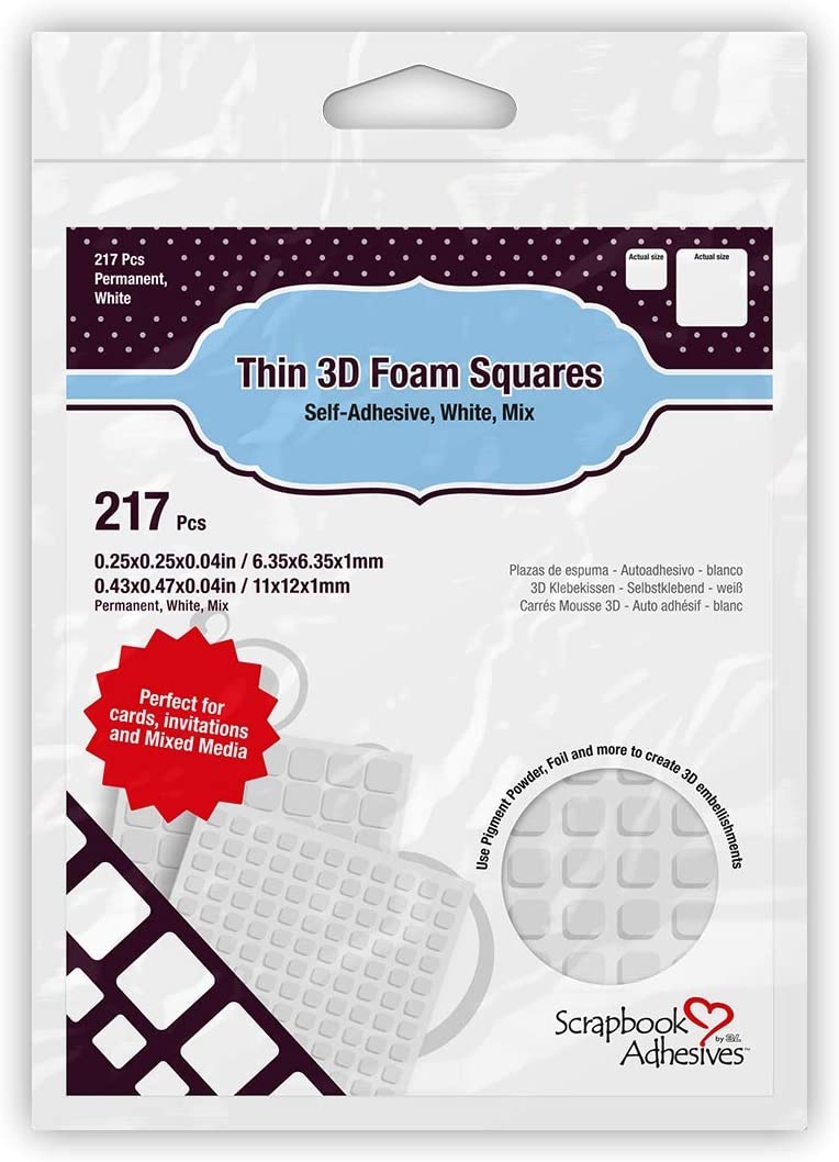 Thin Adhesive Foam Squares Mix Sizes 217 Pieces