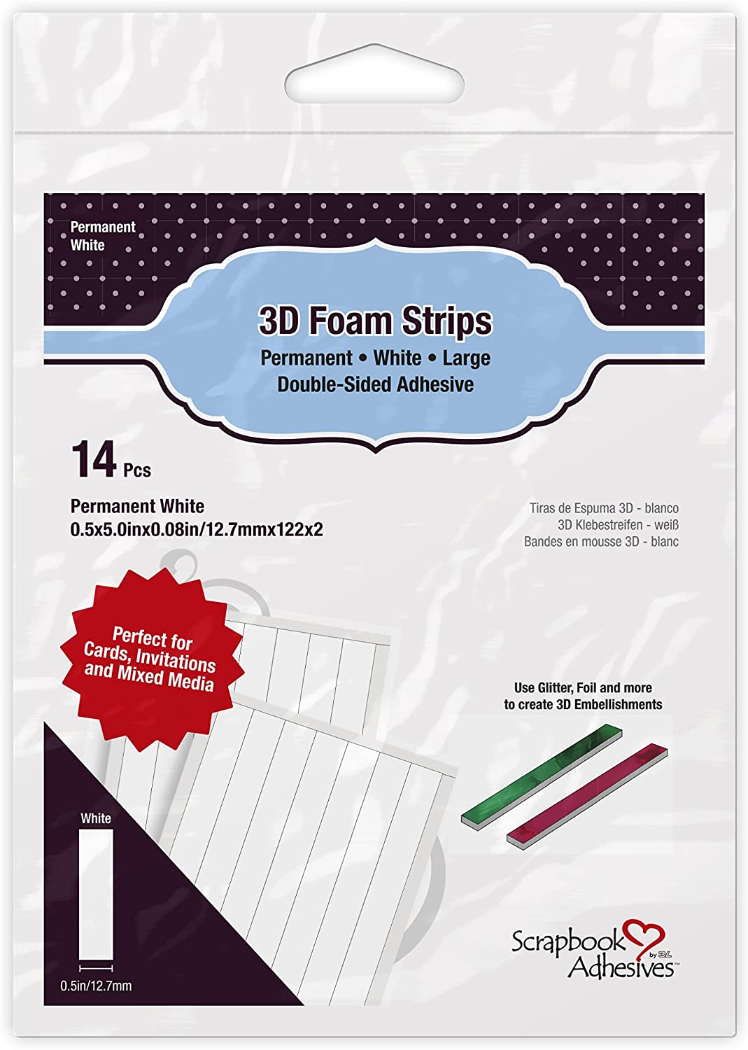 Large White 3D Foam Strips