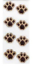 Brown Dog Paw Gemstone Rhinestone Stickers