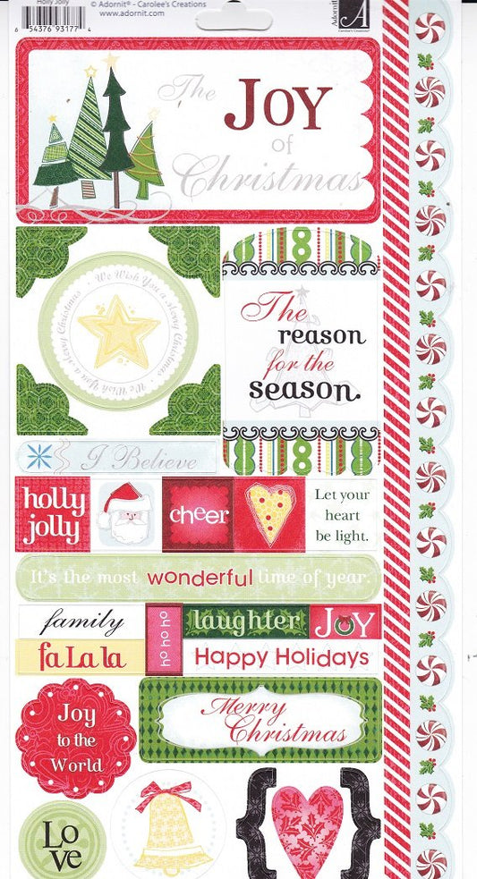Holly Jolly Christmas Cardstock Stickers by Adornit