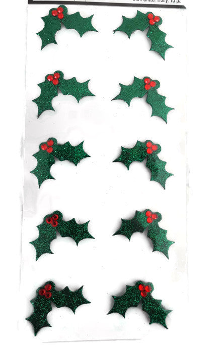Holly Glitter 3d Stickers
