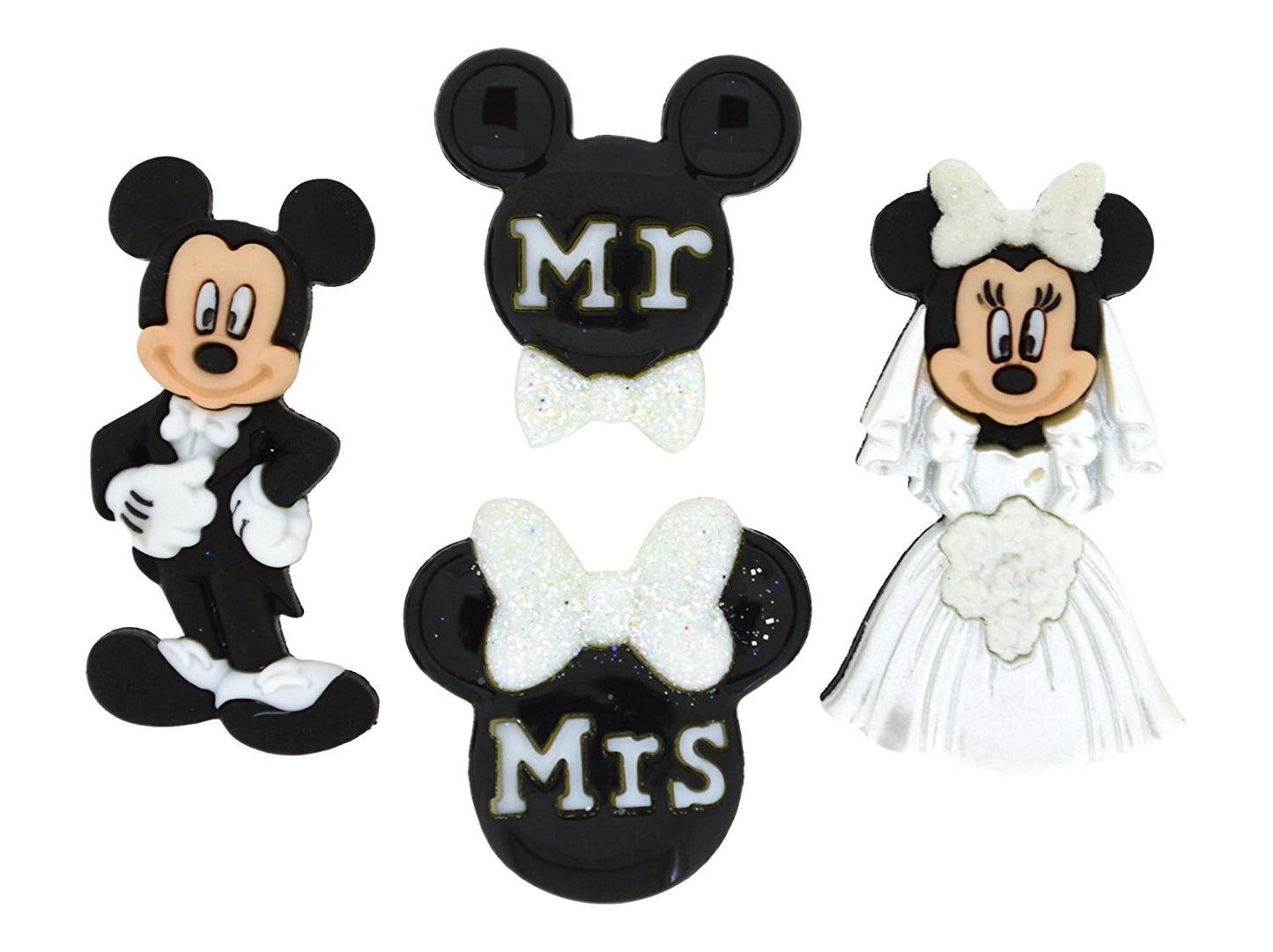 Mickey & Minnie Mouse Wedding Disney Character Button Embellishments
