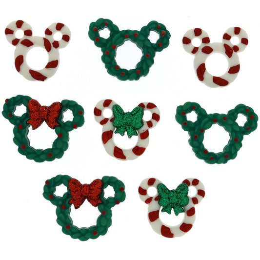 Disney Mickey Mouse Christmas Wreath Buttons