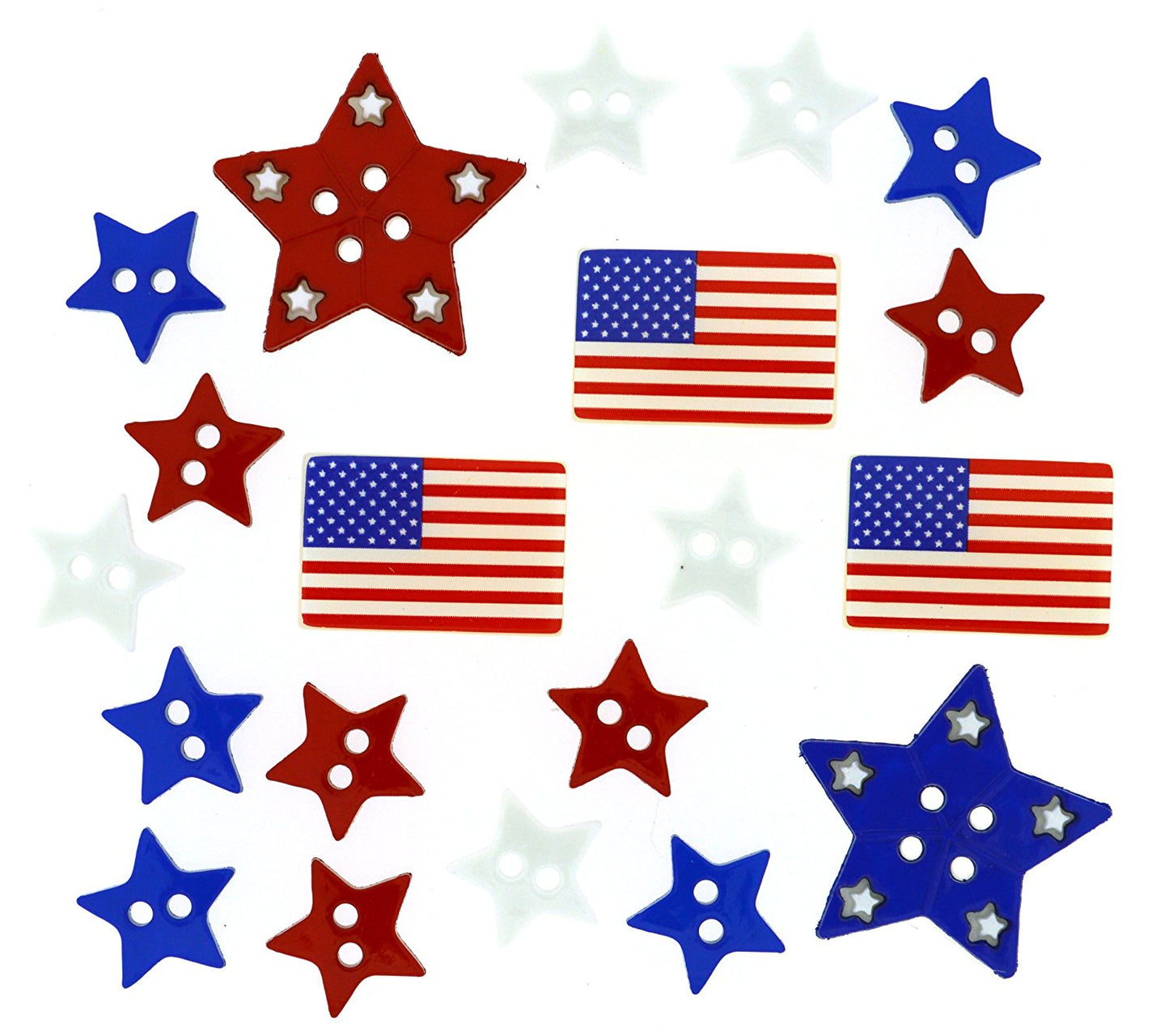 Patriotic Shapes of July Buttons Embellishments by Jesse James
