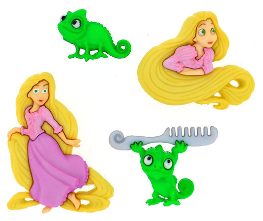 Rapunzel Tangled Disney Character Button Embellishments