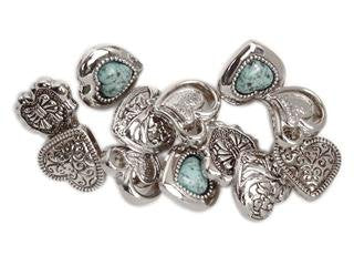 Small Silver Heart Buttons Assortment Set