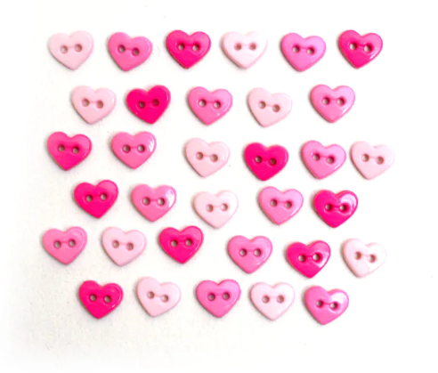 Kiss Pink Micro Heart Buttons