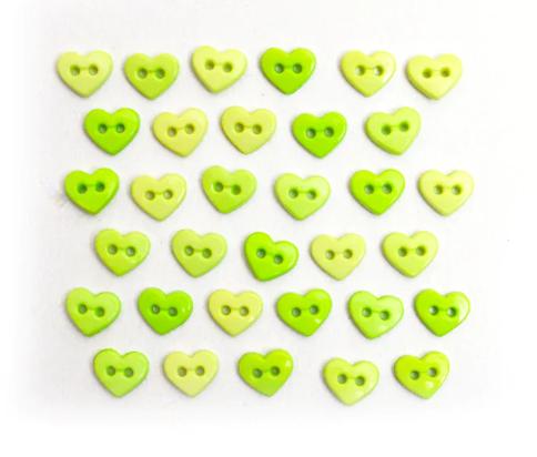 Lime Green Micro Heart Buttons
