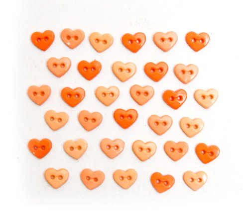 Peach Orange Micro Heart Buttons