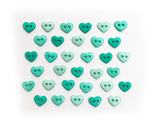 Seafoam Micro Heart Buttons