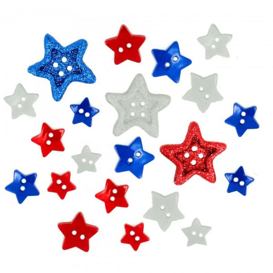 Red White Blue Star Buttons