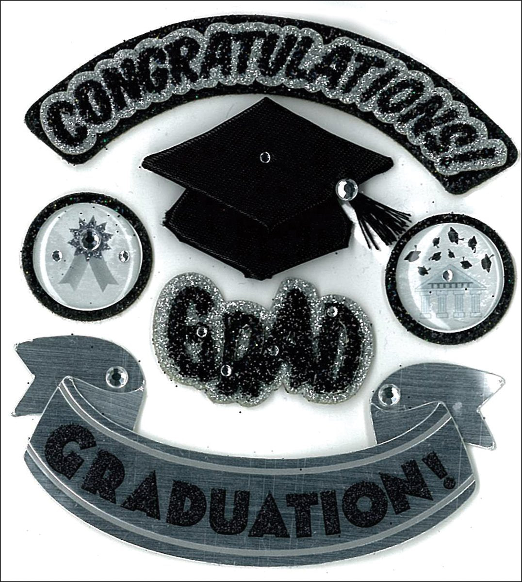 Hats Off Grad 3d Graduation Stickers by Jolees