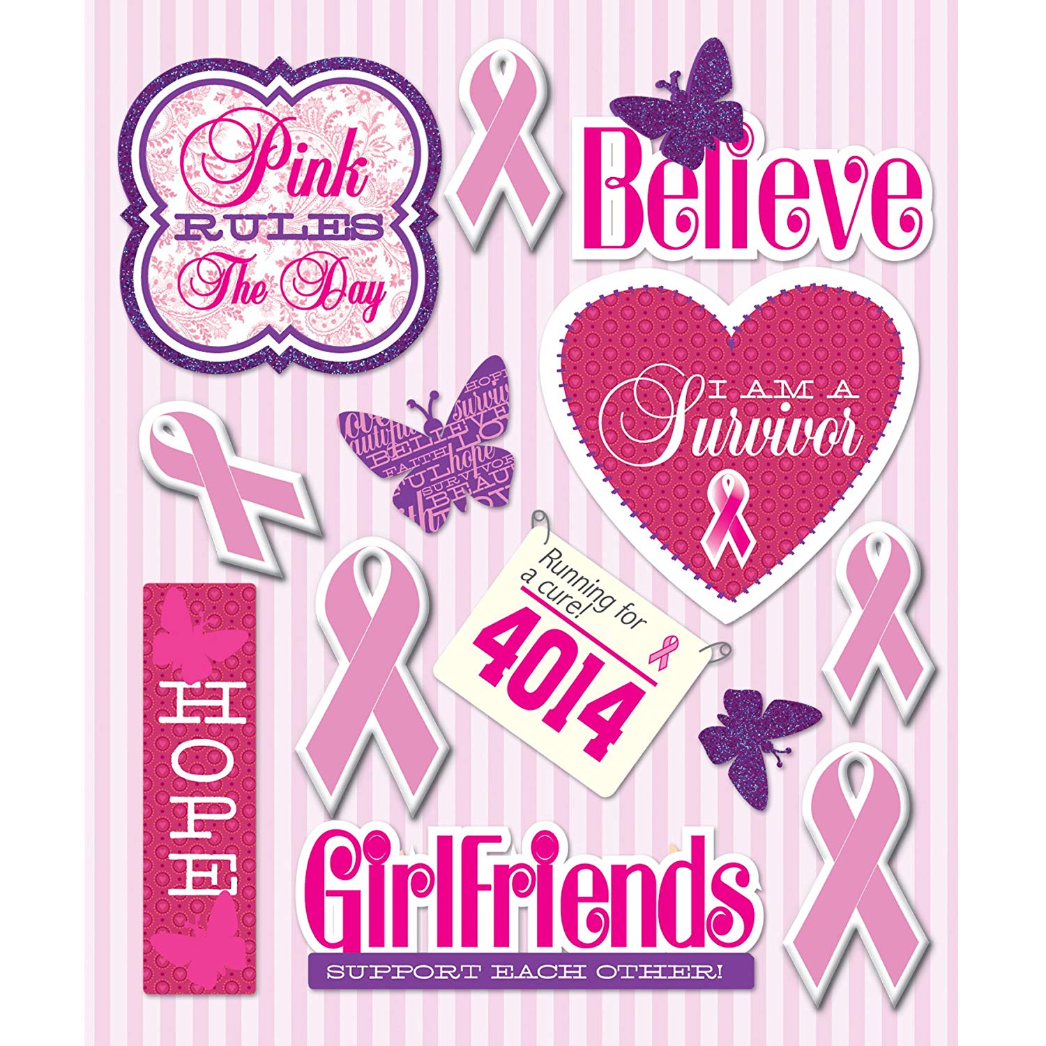 Breast Cancer Pink Ribbon Stickers by K & Co