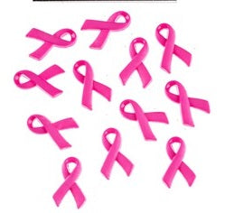 Hot Pink Breast Cancer Ribbon Buttons