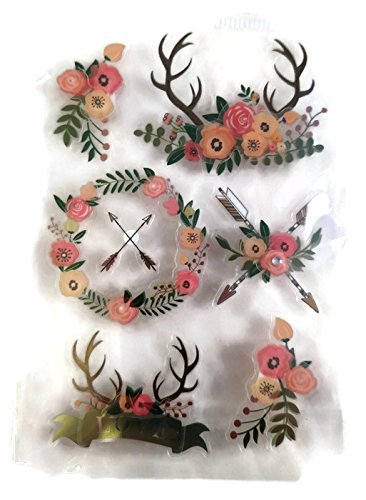 Floral Deer Antler Boho 3d Stickers Set