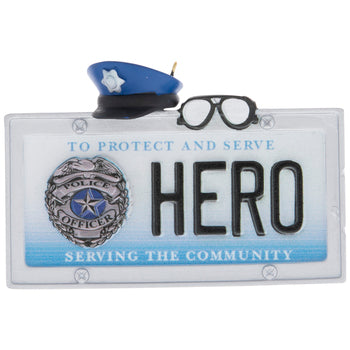 Police Hero license Plate Ornament
