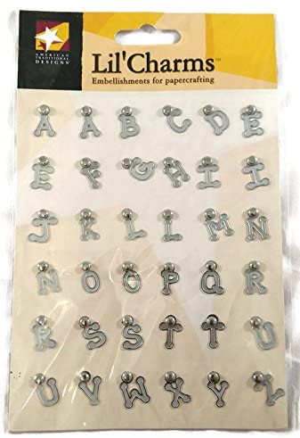 Silver Alphabet Dot Lil' Charms Embellishments for Papercrafting