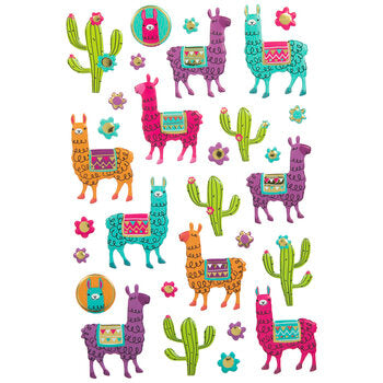 Llama and Cactus Puffy Stickers