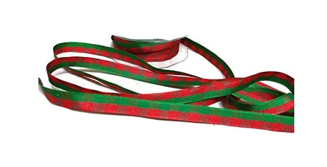 Christmas Red and Green Checkered Ribbon