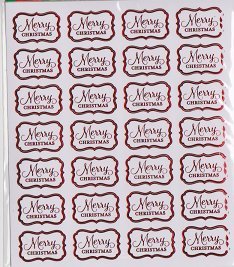 Red Merry Christmas Seal Tags Stickers - 56 Pieces