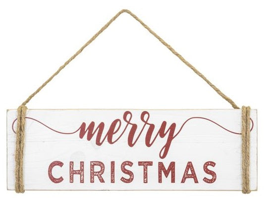 Merry Christmas Wood Twine Sign