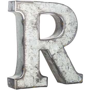 Raw Metal Letter R 3.75 inch Galvanized