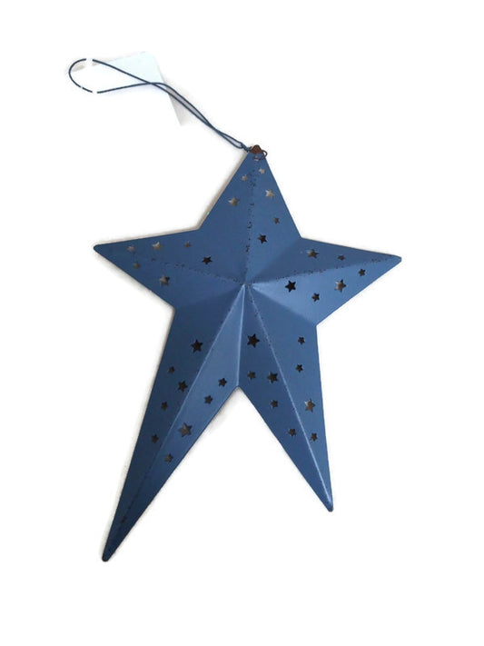 Blue Metal Star Hanging Decor