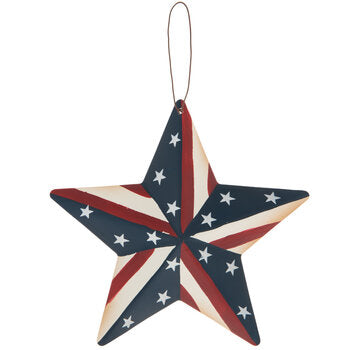 Red White and Blue Metal Star Ornament