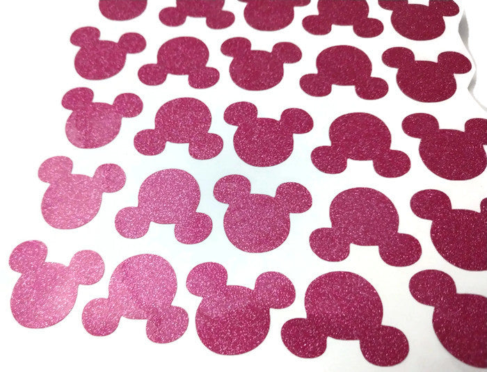 Mickey Mouse Pink Glitter Head Stickers