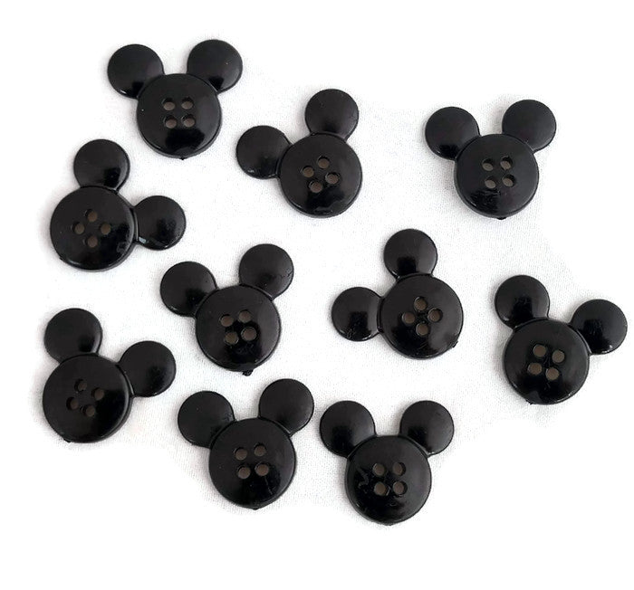 Black Mickey Mouse Head Buttons