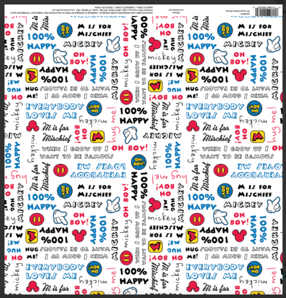 Mickey Mouse Phrases Scrapbook Paper