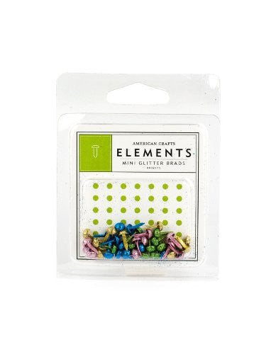 American Crafts Elements Mini Glitter Brads, Brights