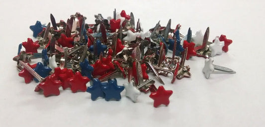 Red White & Blue Stars Mini Brads - 100ct - Scrapbooking