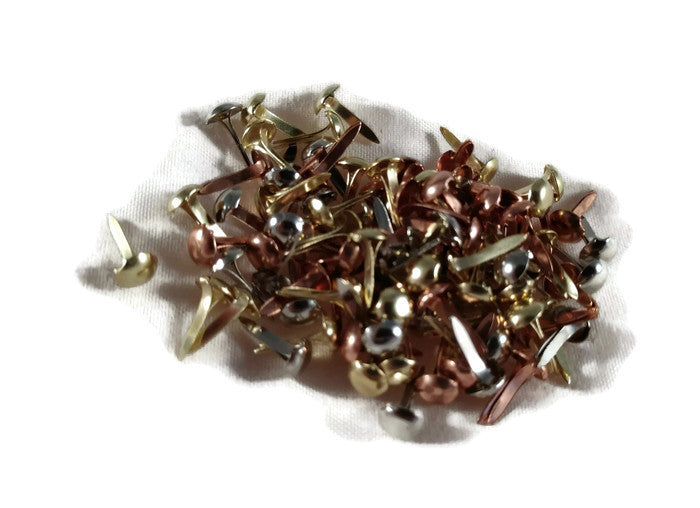 Metallic Mini Round Brads Copper gold Silver