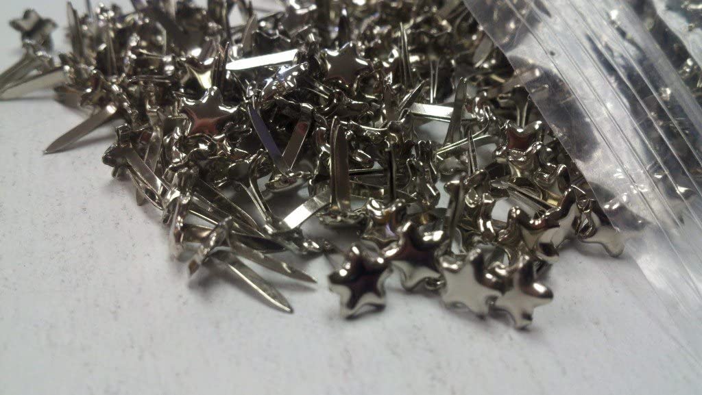 Mini Metallic Silver Star Brads