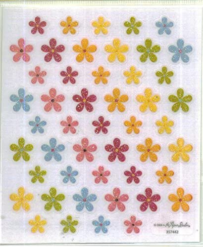 Multi Vellum Glitter Flower Stickers