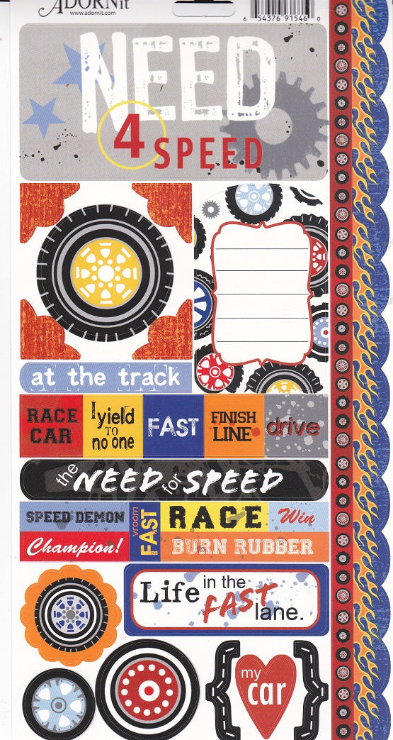 Race Cars Cardstock Stickers by Adornit