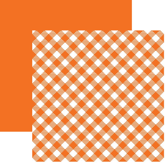 Orange and White Diagonal Plaid Cardstock Paper