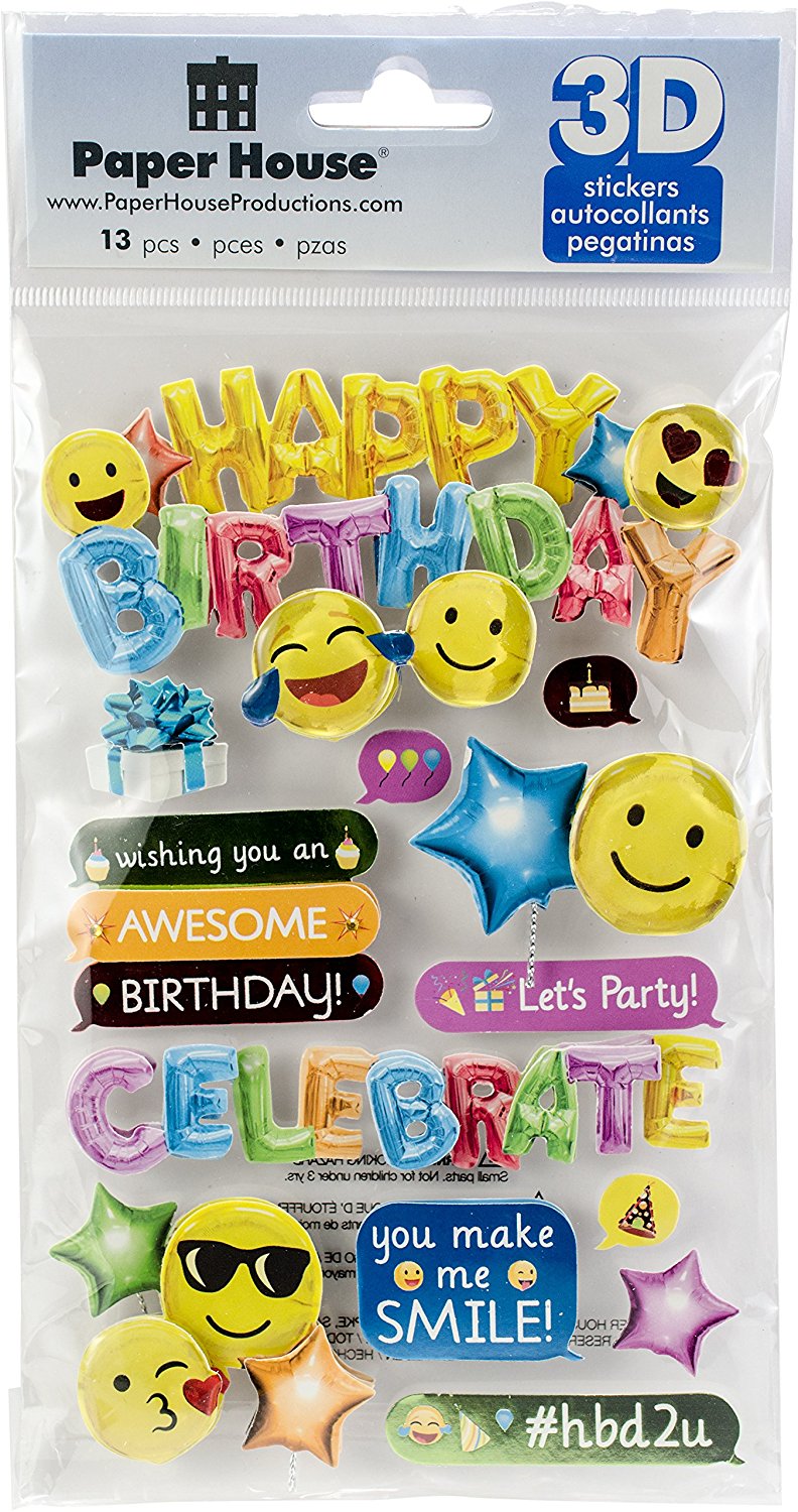 Birthday Emoji Stickers 3d by Paper House