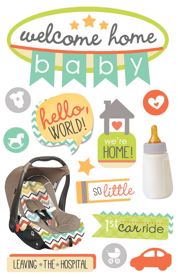 3d Welcome home baby stickers by Paper house