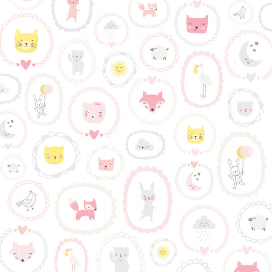 Baby Girl Animals Scrapbook Paper